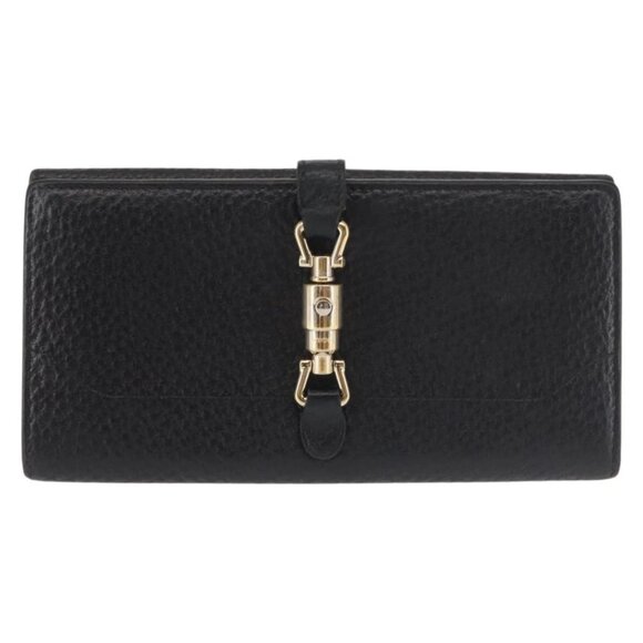 GUCCI New Jackie Long Wallet Leather Black Gold - Picture 2 of 16